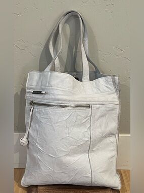 Deisel White Crinkled Leather Tote Bag
